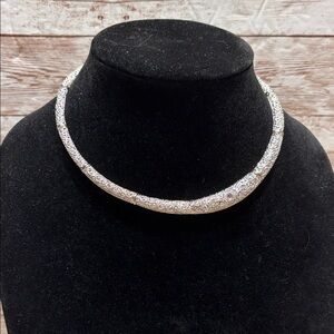 Premier Designs Wildflower Necklace Choker Textured Silver Necklace In Box